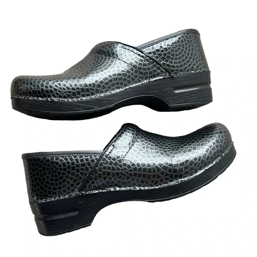 Dansko - Charcoal Anaconda Pro XP Leather Career Nursing Mules Clogs Sz 42 - Picture 9 of 12